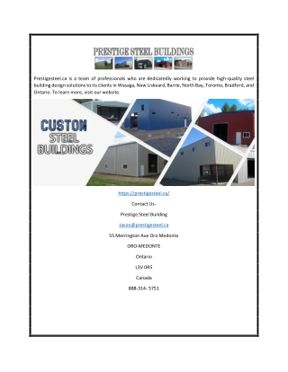 Steel Buildings Toronto | Prestigesteel.ca