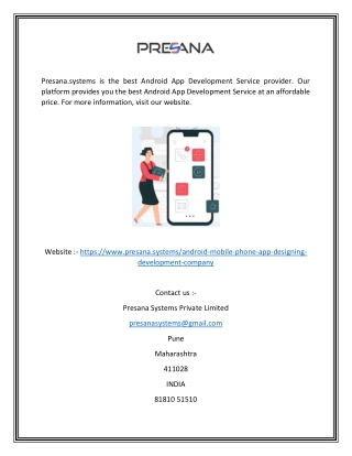 Android App Development Service | Presana.systems