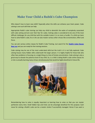 Make Your Child a Rubik’s Cube Champion