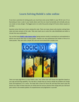 Learn Solving Rubik’s cube online