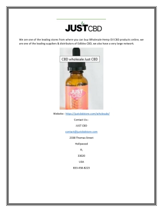 Wholesale CBD Oil | Justcbdstore.com