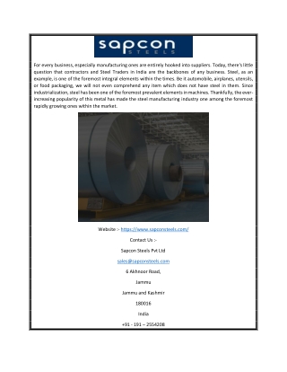 Top Steel Project Suppliers India | Sapcon Steels