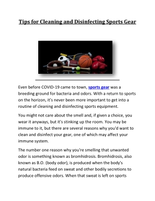 Tips for Cleaning and Disinfecting Sports Gear