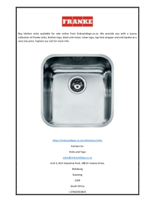 Kitchen Sinks for Sale Online in South Africa | Sinksandtaps.co.za