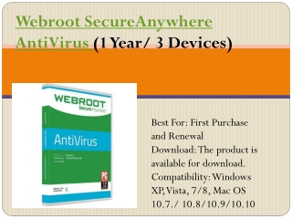 Webroot SecureAnywhere AntiVirus (1 Year/ 3 Devices)