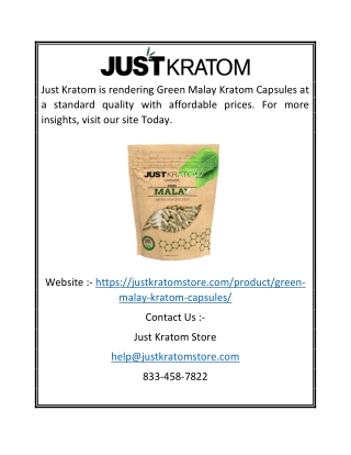 Green Malay Kratom Capsules|justkratomstore.com