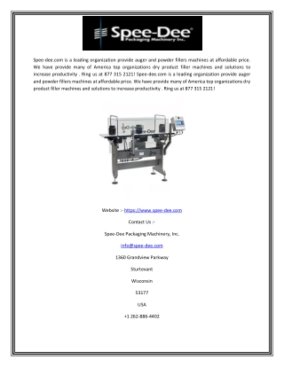 Powder and Dry Product Fillers Machines