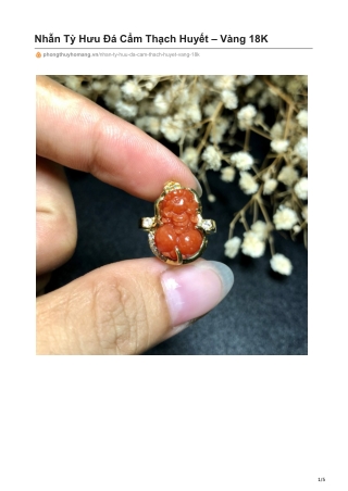 Nhẫn Tỳ Hưu Đá Cẩm Thạch Huyết – Vàng 18K