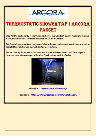 Thermostatic shower tap | Arcora Faucet