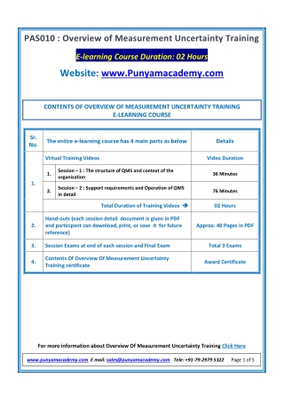 Overview of Measurement Uncertainty Training