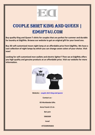 Couple Shirt King and Queen | Edgift4u.com