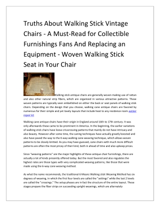 Truths About Walking Stick Vintage Chairs - A Must-Read for Collectible Furnishings Fans And Replacing an Equipment - Wo