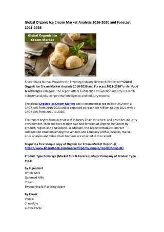 Global Organic Ice Cream Market Analysis 2016-2020 and Forecast 2021-2026