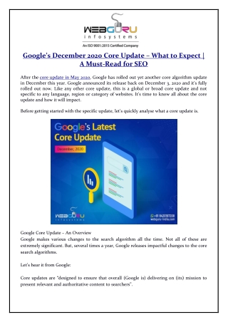 Google’s December 2020 Core Update - What to Expect