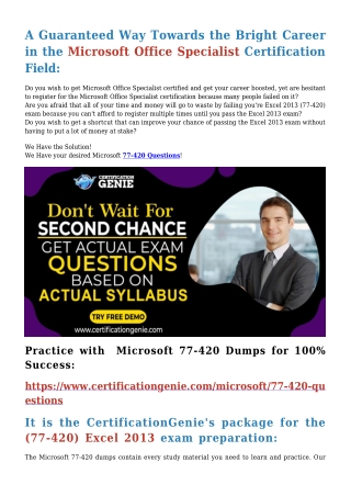 Microsoft 77-420 Dumps [2021] | Top Quality 77-420 Questions PDF