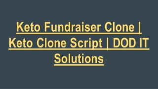 Keto Fundraiser Clone Script - DOD IT Solutions