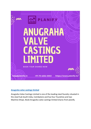 Anugraha valve castings limited pre ipo