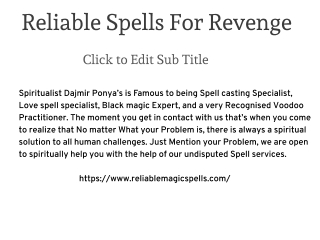 Reliable Spells For Revenge