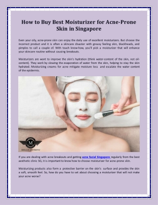 Tips to Choose Best Moisturizer for Acne-Prone Skin in Singapore