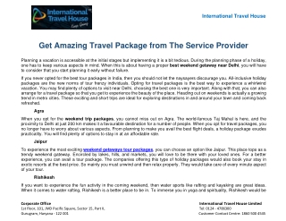 Get Amazing Travel Package from The Service Provider