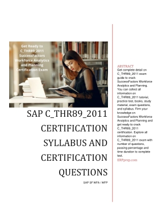 SAP C_THR89_2011 Certification Syllabus and Certification Questions