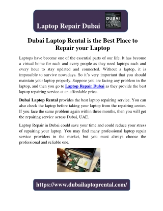 Dubai Laptop Rental is the Best Place to Repair your Laptop