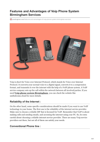 Features and Advantages of  Voip Phone System Birmingham Services