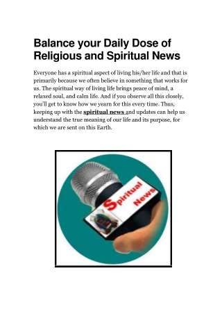 Balance your Daily Dose of Religious and Spiritual News