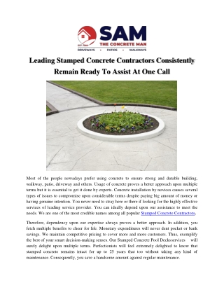 Leading Stamped Concrete Contractors