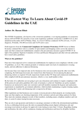 The Fastest Way To Learn About Covid-19 Guidelines in the UAE