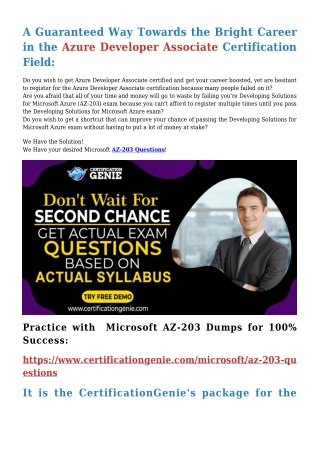 (101%) Success Assurance with Microsoft AZ-203 Dumps