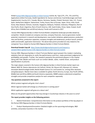 Human Milk Oligosaccharides in Infant Formula Market