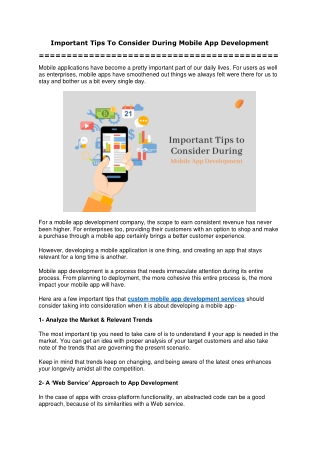 Important Tips To Consider During Mobile App Development