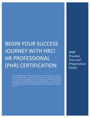 Begin Your Success Journey with HRCI HR Professional (PHR) Certification