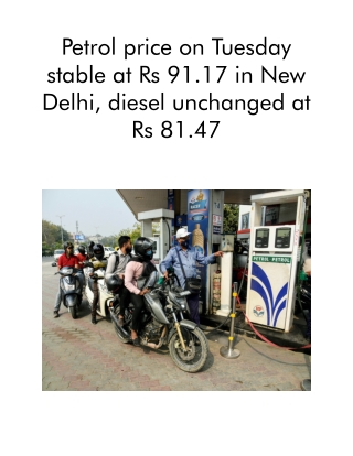 Petrol Price on Tuesday Stable at Rs 91.17 in New Delhi, Diesel Unchanged at Rs 81.47