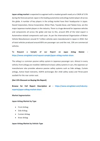 Japan Airbag Market | Segmentation, Outlook, Industry Report to 2025