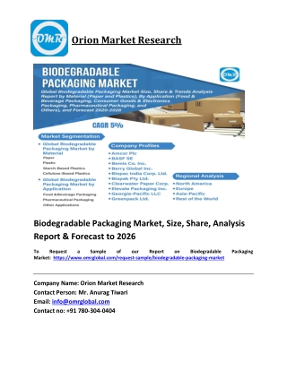 Biodegradable Packaging Market Trends, Size, Competitive Analysis and Forecast 2020-2026