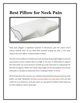 Best Pillow for Neck Pain