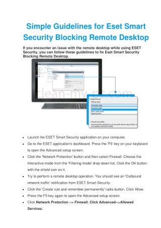 Eset Smart Security Blocking Remote Desktop | Simple Solution