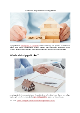 5 Advantages of Using a Professional Mortgage Broker - Mountview FS