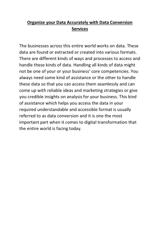 Organize your Data Accurately with Data Conversion Services