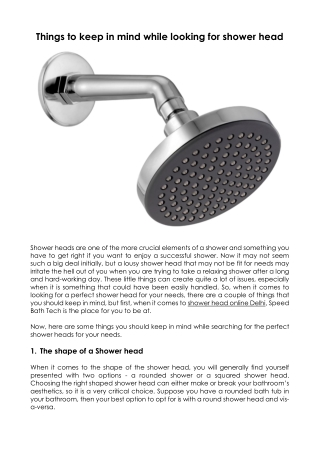 FInd High Quality Shower Head Online Delhi at Speedbath