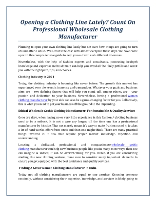 Ethical Wholesale Gothic Clothing Manufacturer