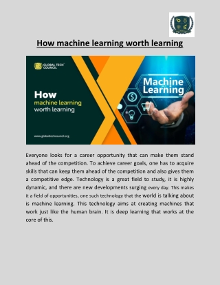 How machine learning worth learning
