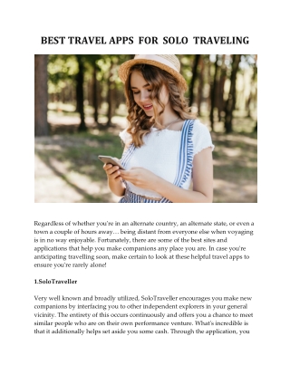 BEST TRAVEL APPS  FOR  SOLO  TRAVELING