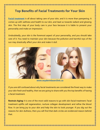 Top Benefits of Facial Treatments for Your Skin