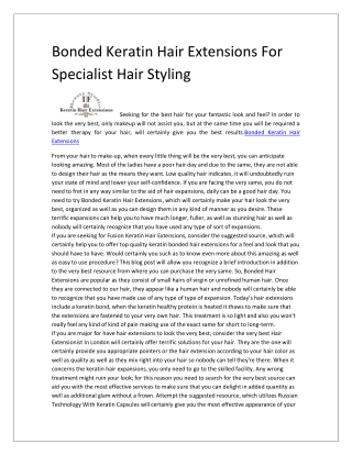 Bonded Keratin Hair Extensions For Specialist Hair Styling