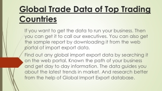 World Export Import Data Report with Demo