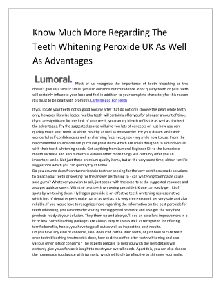 Know Much More Regarding The Teeth Whitening Peroxide UK As Well As Advantages