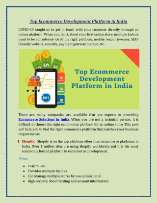 Top Ecommerce Development Platform in India